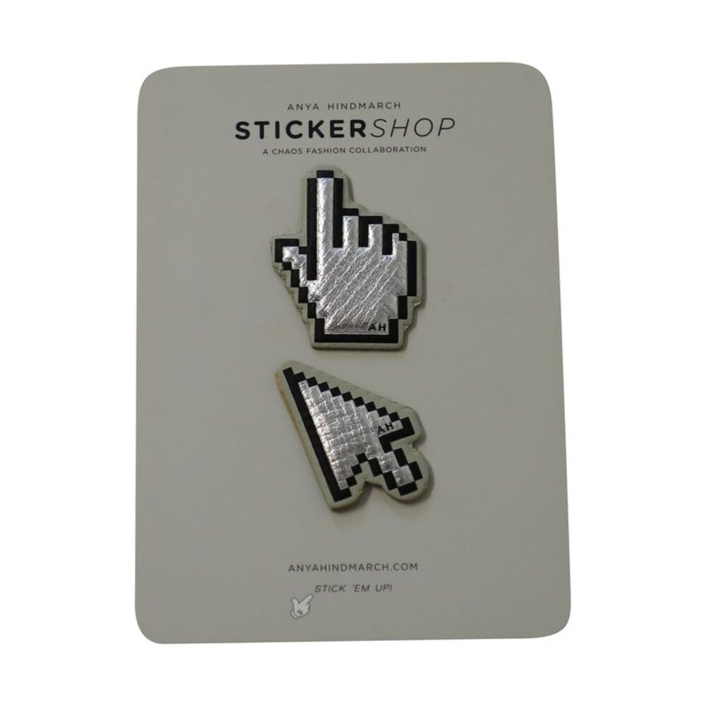 Anya Hindmarch x Charlotte Stockdale Cursor Stickers in Silver Leather